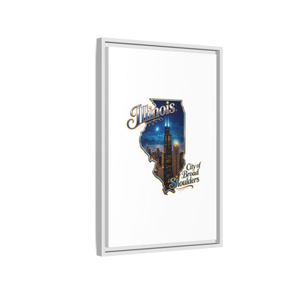 Illinois City of Broad Shoulders Matte Canvas Framed Wall Art