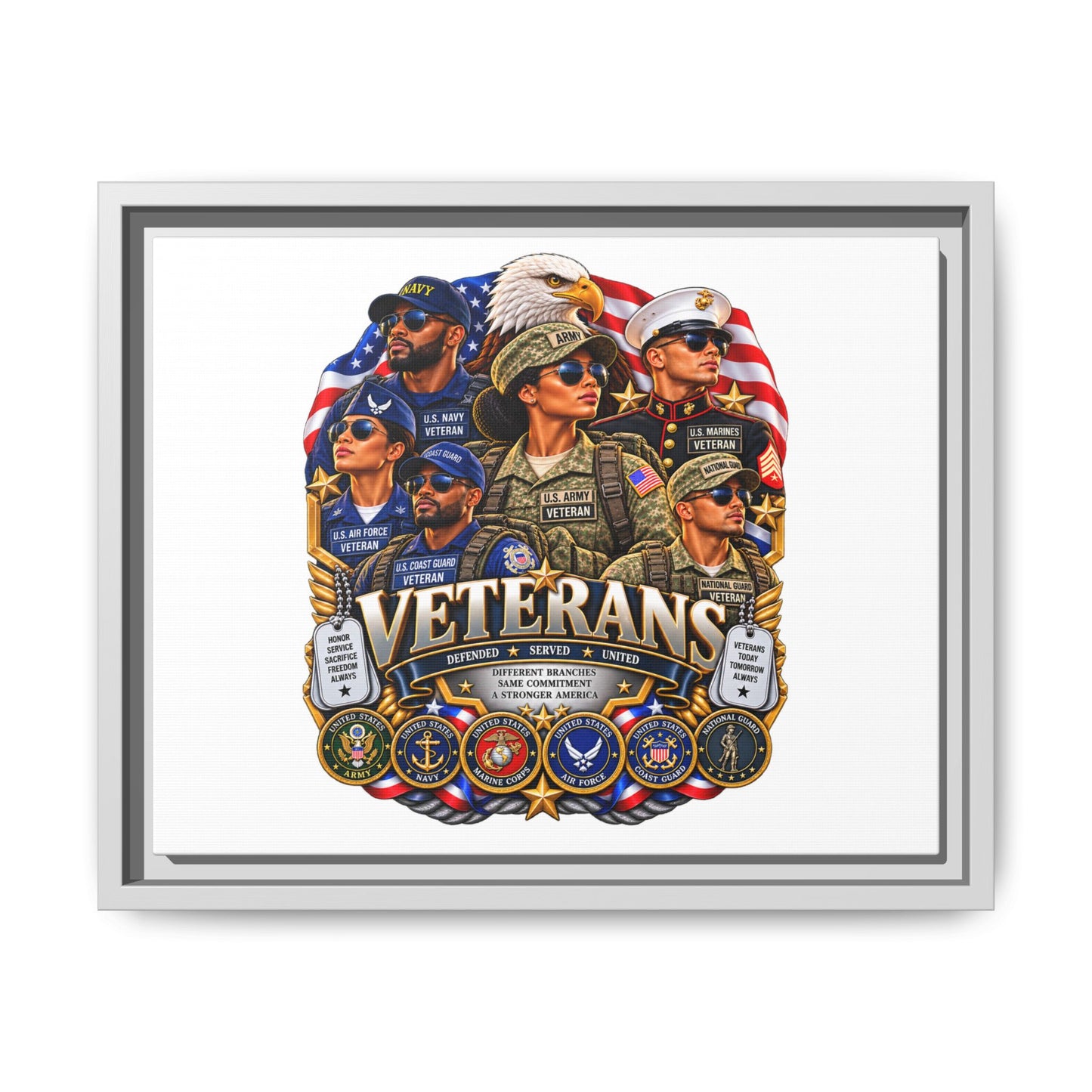 Veterans Tribute Matte Canvas Framed Wall Art