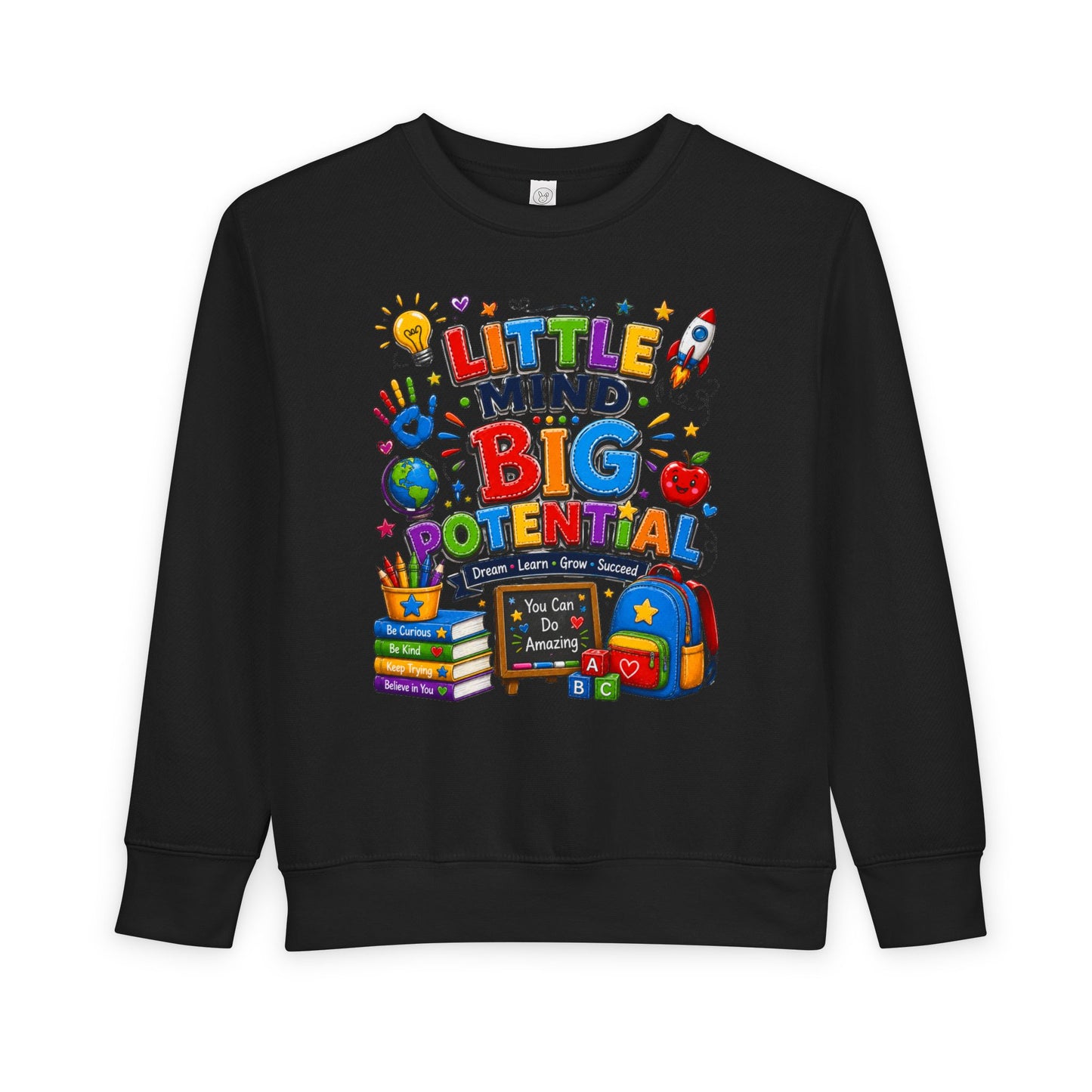 Toddler Sweatshirt — "Little Mind Big Potential" Back-to-School Kids Crewneck