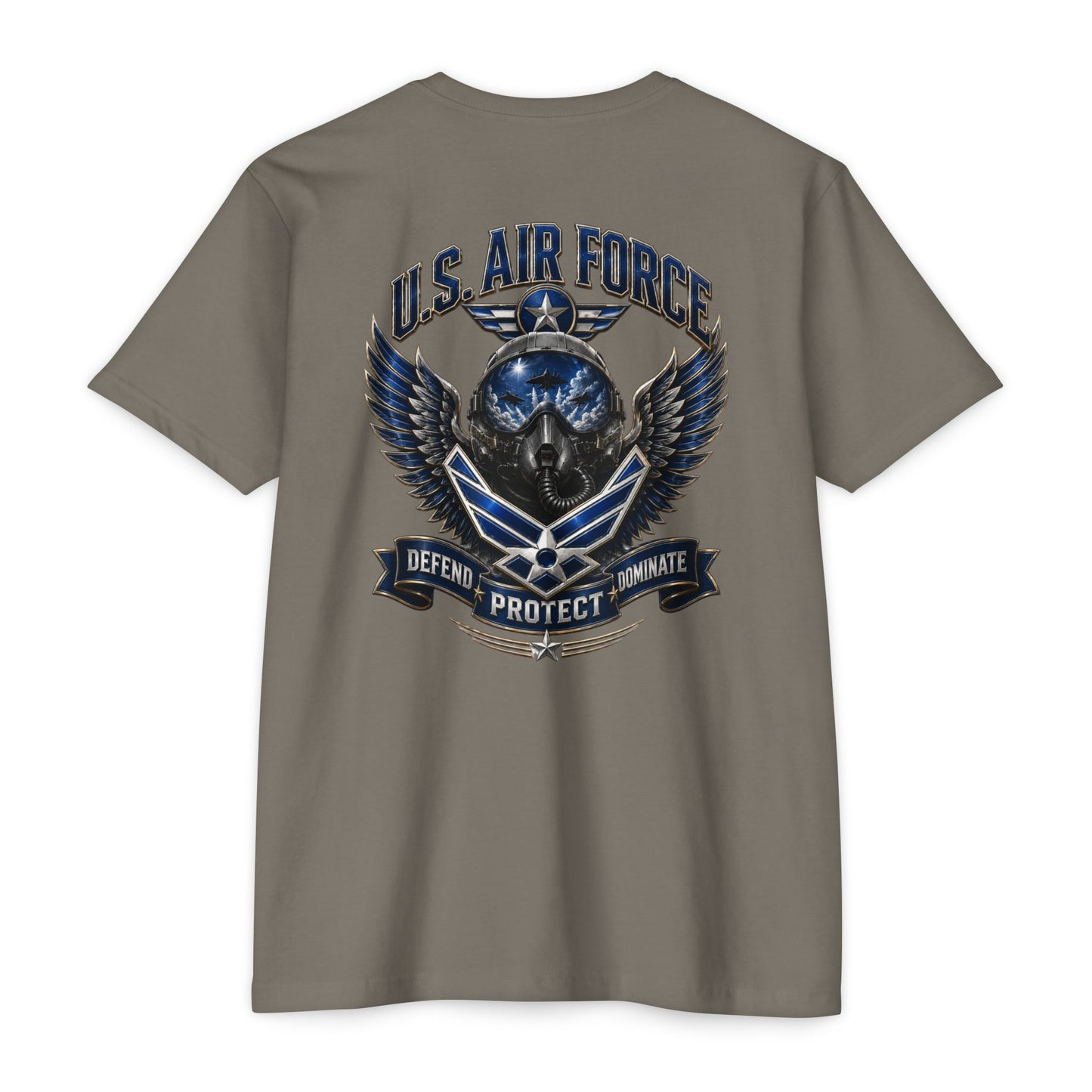 U.S. Air Force Skull Wings T-Shirt — Defend Protect Dominate Military Tee