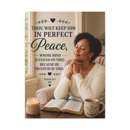 Stretched Canvas — "Thou Wilt Keep Him in Perfect Peace" Scripture Wall Art