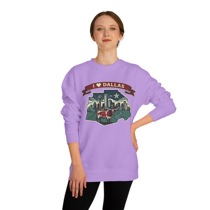 I  Dallas Skyline Sweatshirt — Vintage Texas Cityscape Crewneck
