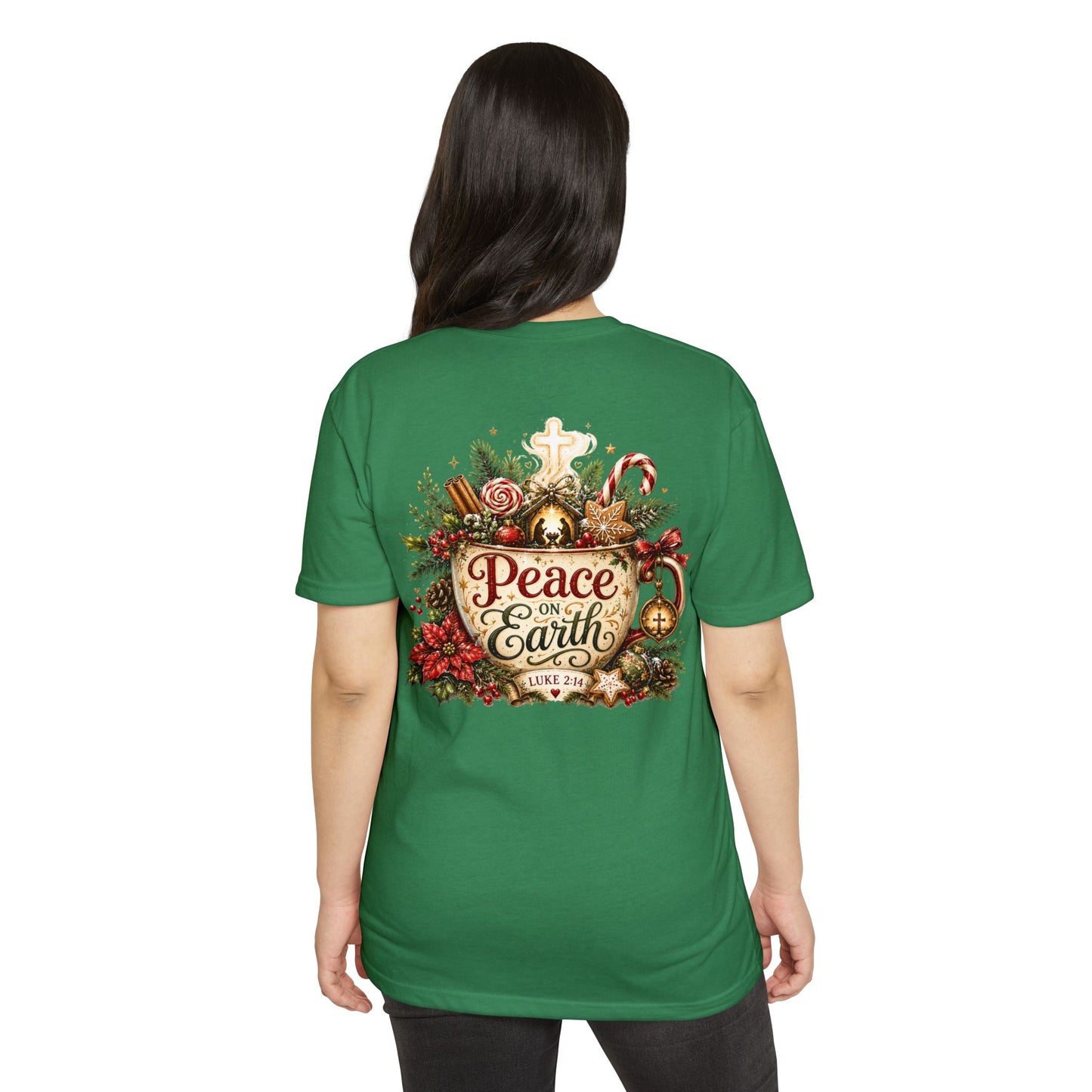 Peace on Earth Christmas T-shirt — Luke 2:14 Nativity Holiday Tee