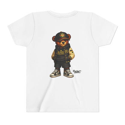 Youth Tee — Streetwear Teddy Bear Graphic (Black Varsity)