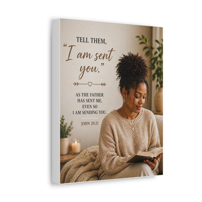 Canvas Wall Art — "I Am Sent You" John 20:21 Inspirational Christian Prayer Decor