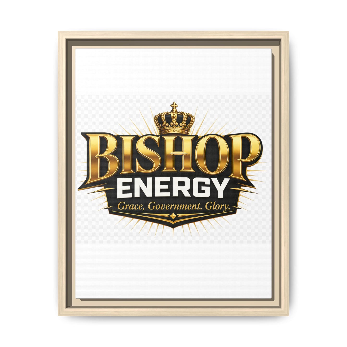Framed Canvas Art - "Bishop Energy" Gold Crown Logo (Matte)
