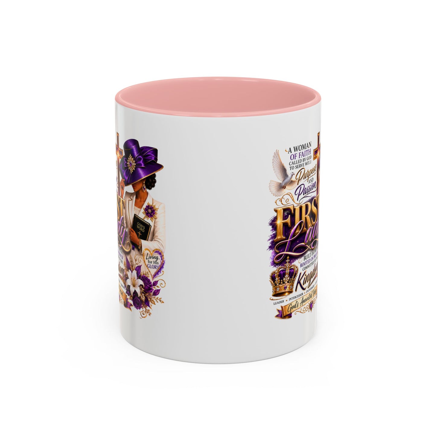 First Lady of Faith Accent Coffee Mug — Inspirational Christian Gift (11/15oz)