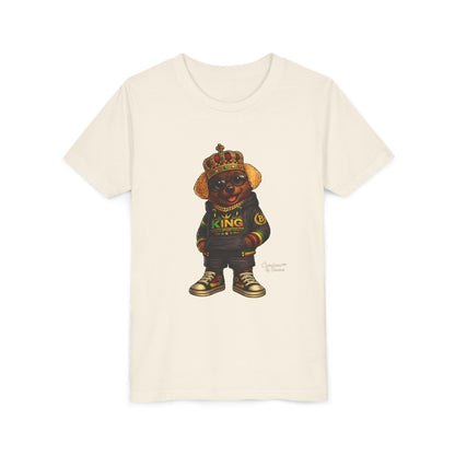 Youth Tee — 'Lil King' Crowned Bear Graphic Shirt