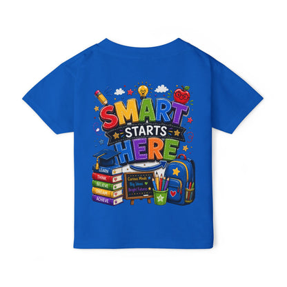 Toddler T-Shirt - "Smart Starts Here" Back-to-School Schoolhouse Design