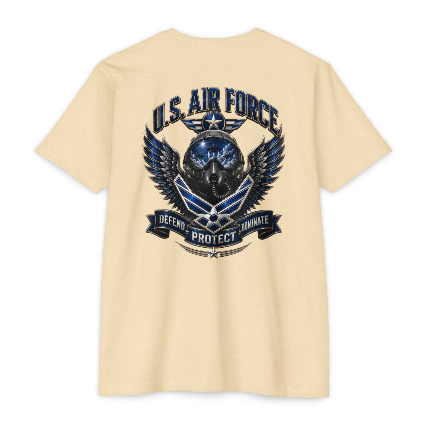 U.S. Air Force Skull Wings T-Shirt — Defend Protect Dominate Military Tee