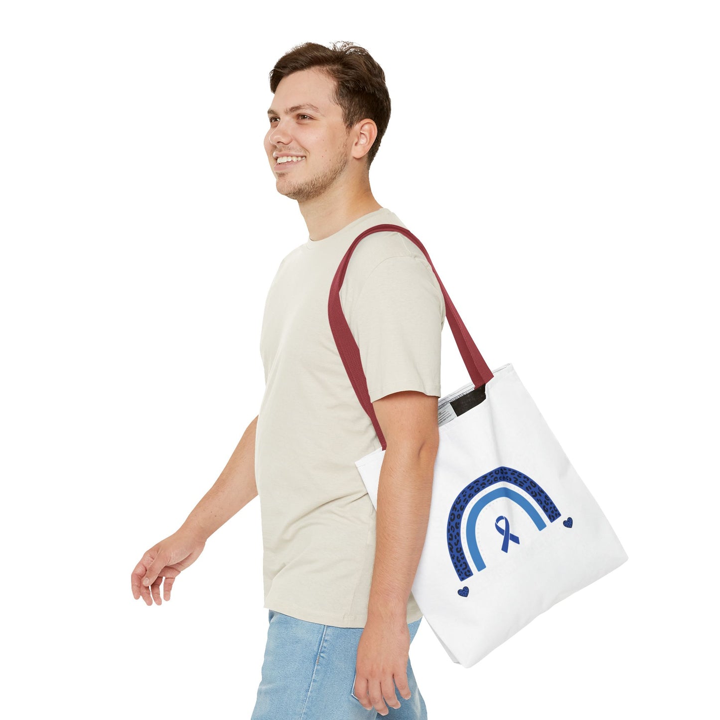 Blue Awareness Ribbon Rainbow Tote Bag – Support & Hope Everyday Tote