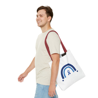 Blue Awareness Ribbon Rainbow Tote Bag – Support & Hope Everyday Tote