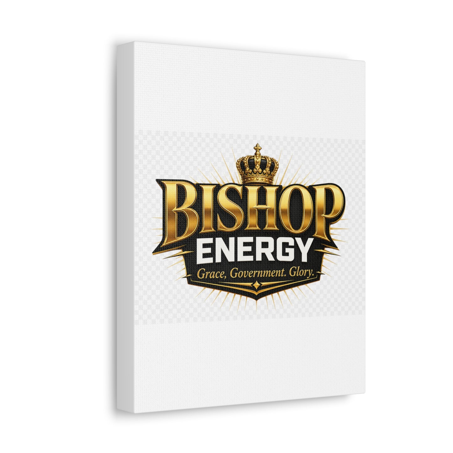 Bishop Energy Stretched Canvas - Gold Crown Emblem (Grace, Government, Glory)