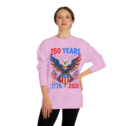 250 Years 1776–2026 Eagle Crewneck Sweatshirt — Patriotic 250th Anniversary
