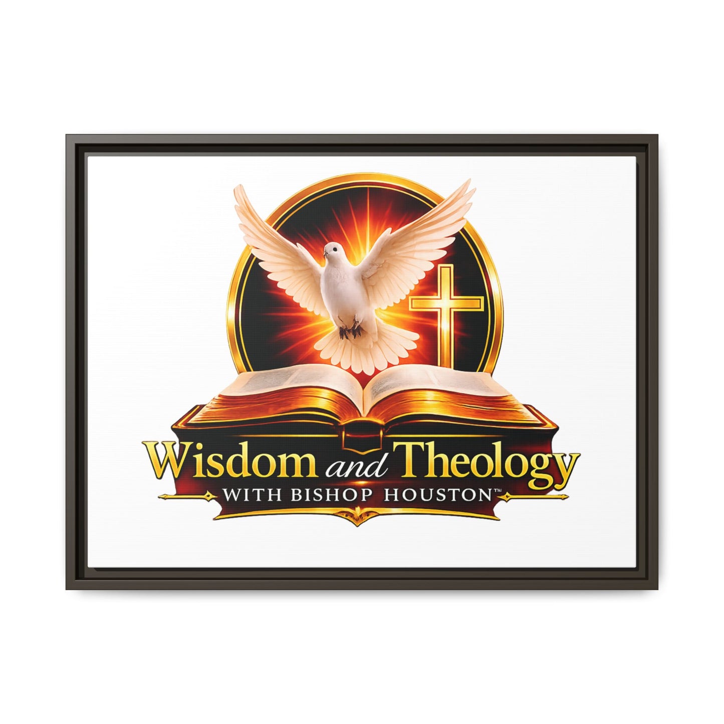 Framed Canvas Print — "Wisdom and Theology" Dove & Bible Wall Art