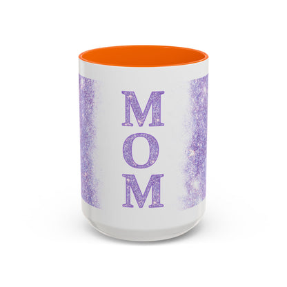 Mom Glitter Accent Coffee Mug – Purple Sparkle Mother's Day Gift (11/15oz)