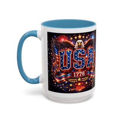 USA Eagle Coffee Mug – Patriotic 1776 Accent Mug (11/15oz)
