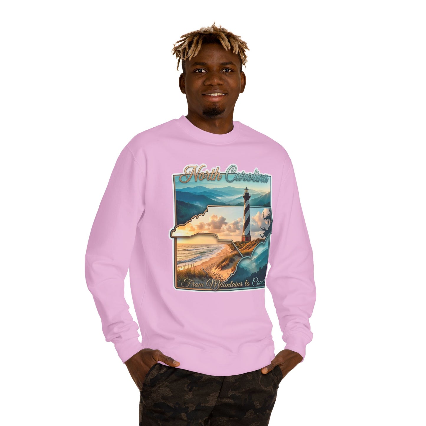 North Carolina Lighthouse Sweatshirt — From Mountains to Coast Scenic Crewneck