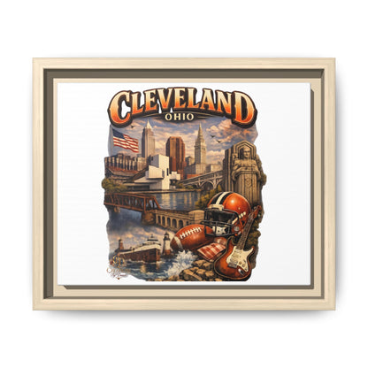 Cleveland Ohio Collage Framed Canvas Print