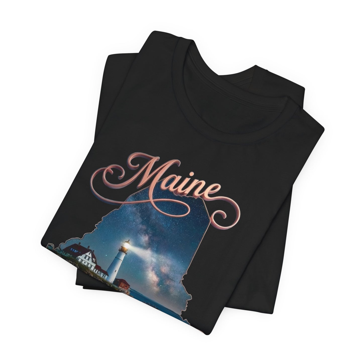 Maine Lighthouse Tee - "Can't Get There From Here" Coastal State Silhouette T-Shirt