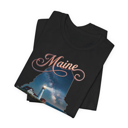 Maine Lighthouse Tee - "Can't Get There From Here" Coastal State Silhouette T-Shirt