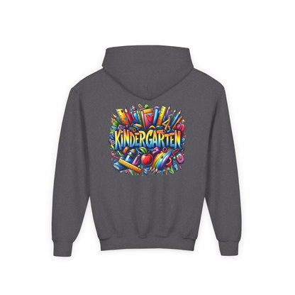 Kindergarten Kids Hoodie — Colorful School Supplies Back-to-School Sweatshirt