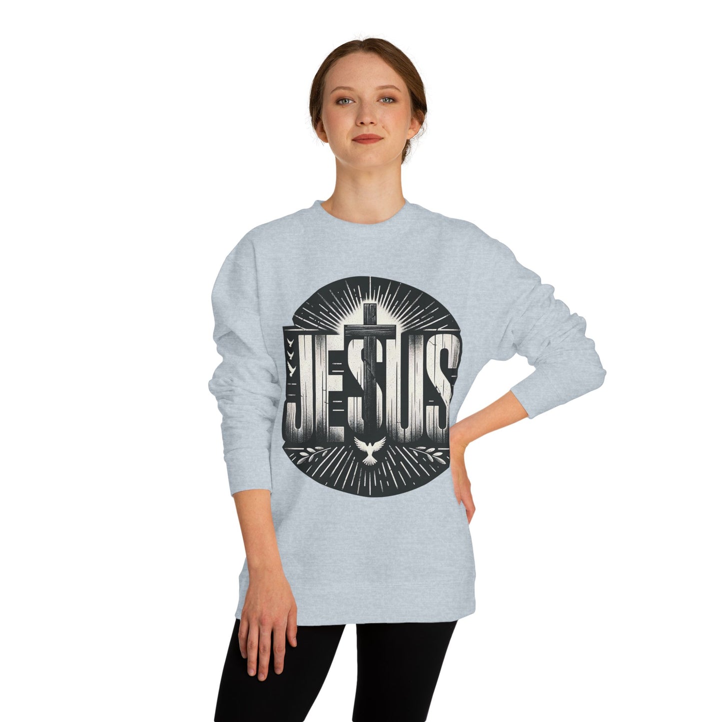 Jesus Graphic Sweatshirt — Vintage Religious Cross & Lamb Crewneck