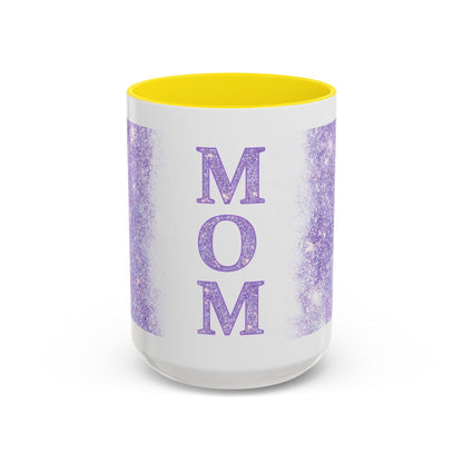 Mom Glitter Accent Coffee Mug – Purple Sparkle Mother's Day Gift (11/15oz)