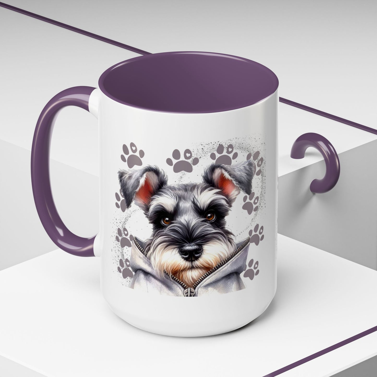 Schnauzer Paw Print Accent Coffee Mug (11/15oz)