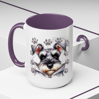 Schnauzer Paw Print Accent Coffee Mug (11/15oz)