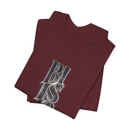 Bishop Vertical Script Tee — Vintage Gothic Lettering T-Shirt