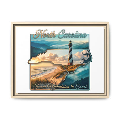 North Carolina Matte Canvas Wall Art — "From Mountains to Coast" Framed Print