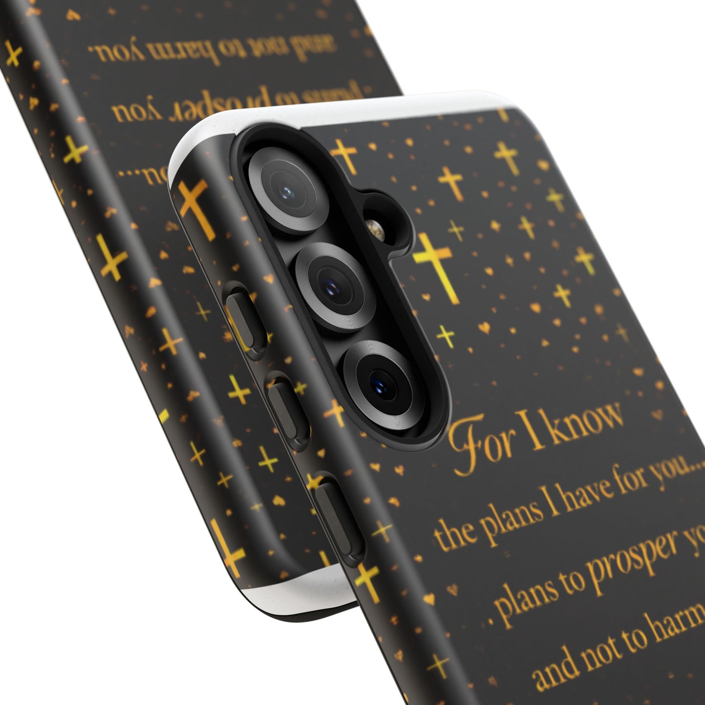 Phone Case — "For I Know" Jeremiah 29:11 Gold Cross Christian Tough Case