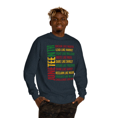 Juneteenth Icons Sweatshirt — "Lead Like Harriet, Fight Like Malcolm" Heritage Crewneck