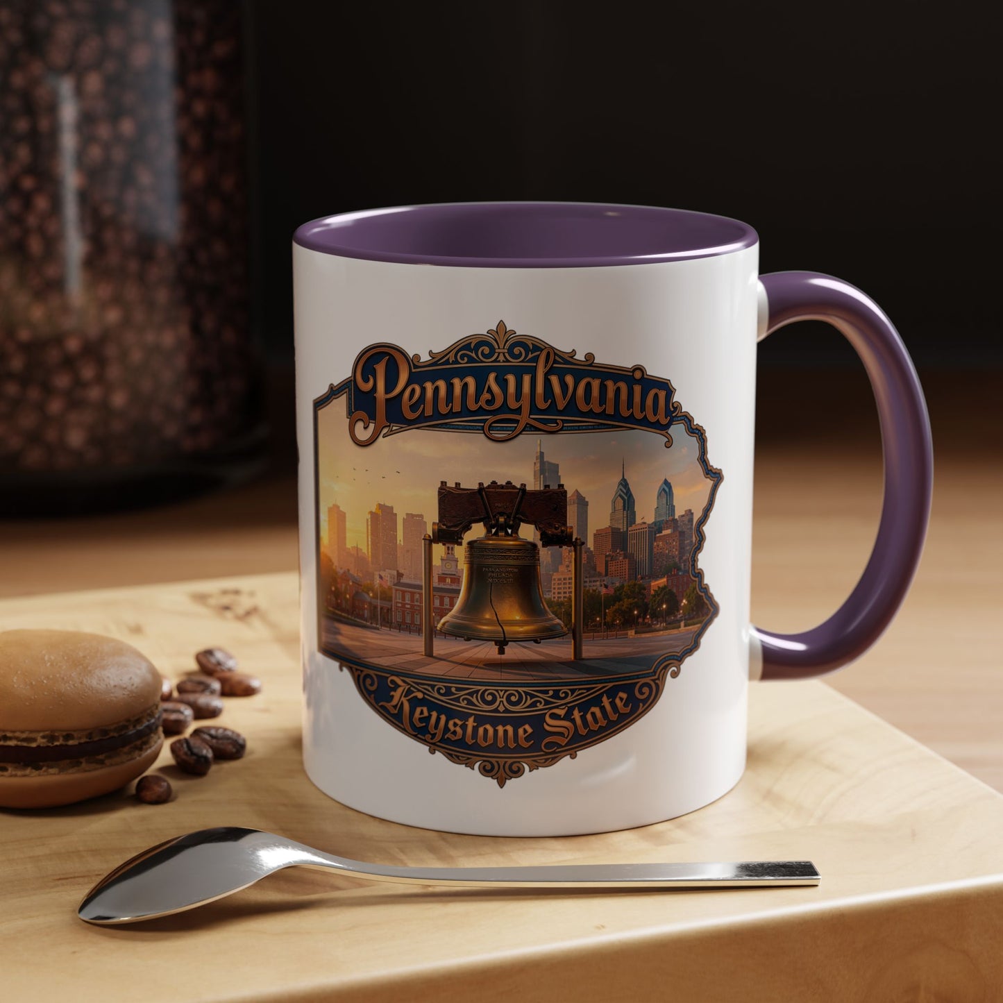 Pennsylvania Keystone State Coffee Mug — Liberty Bell & Philadelphia Skyline Accent Mug (11/15oz)
