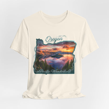 Oregon Pacific Wonderland T‑Shirt — Scenic Sunset State Map Tee