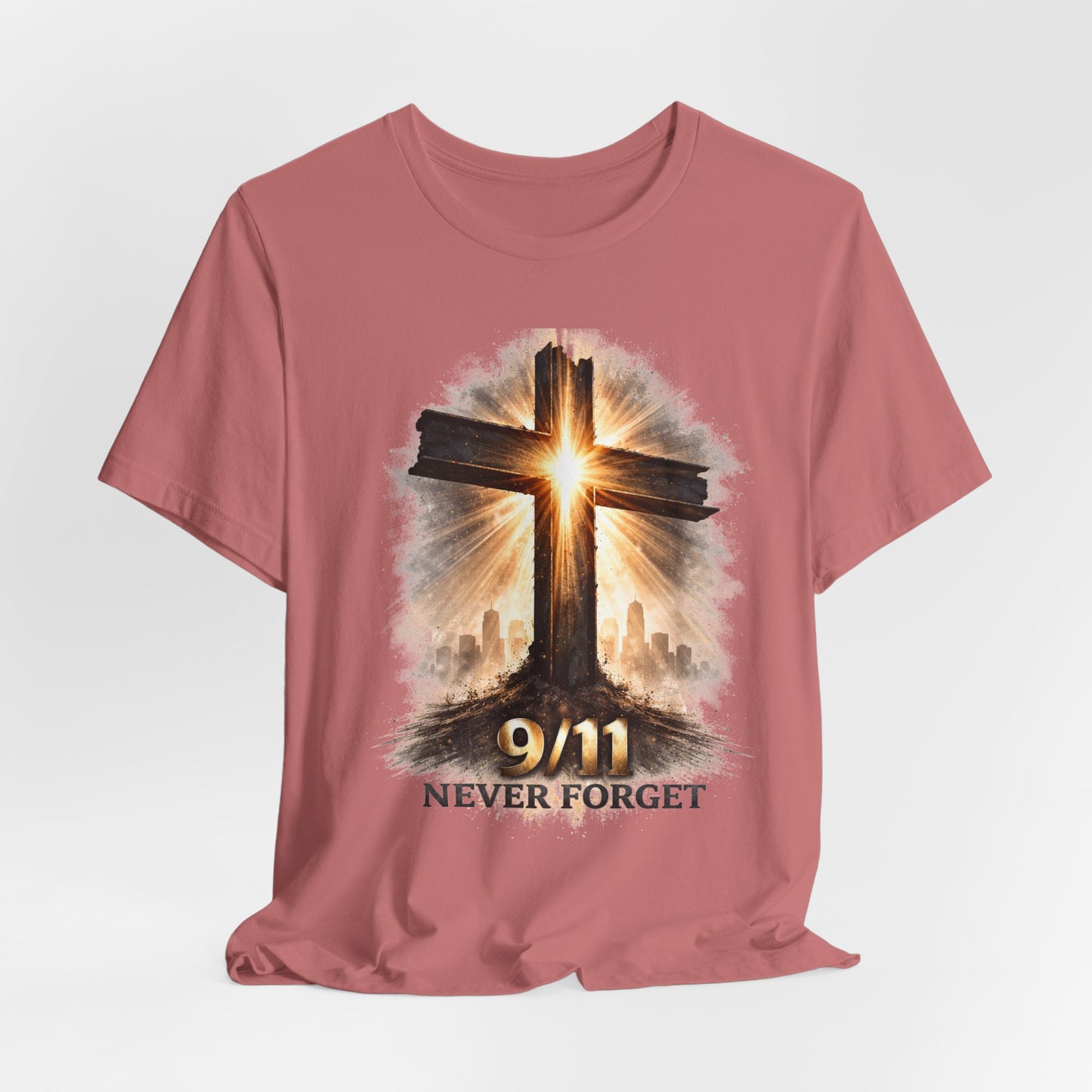 9/11 Never Forget T‑Shirt - Cross Memorial Tee
