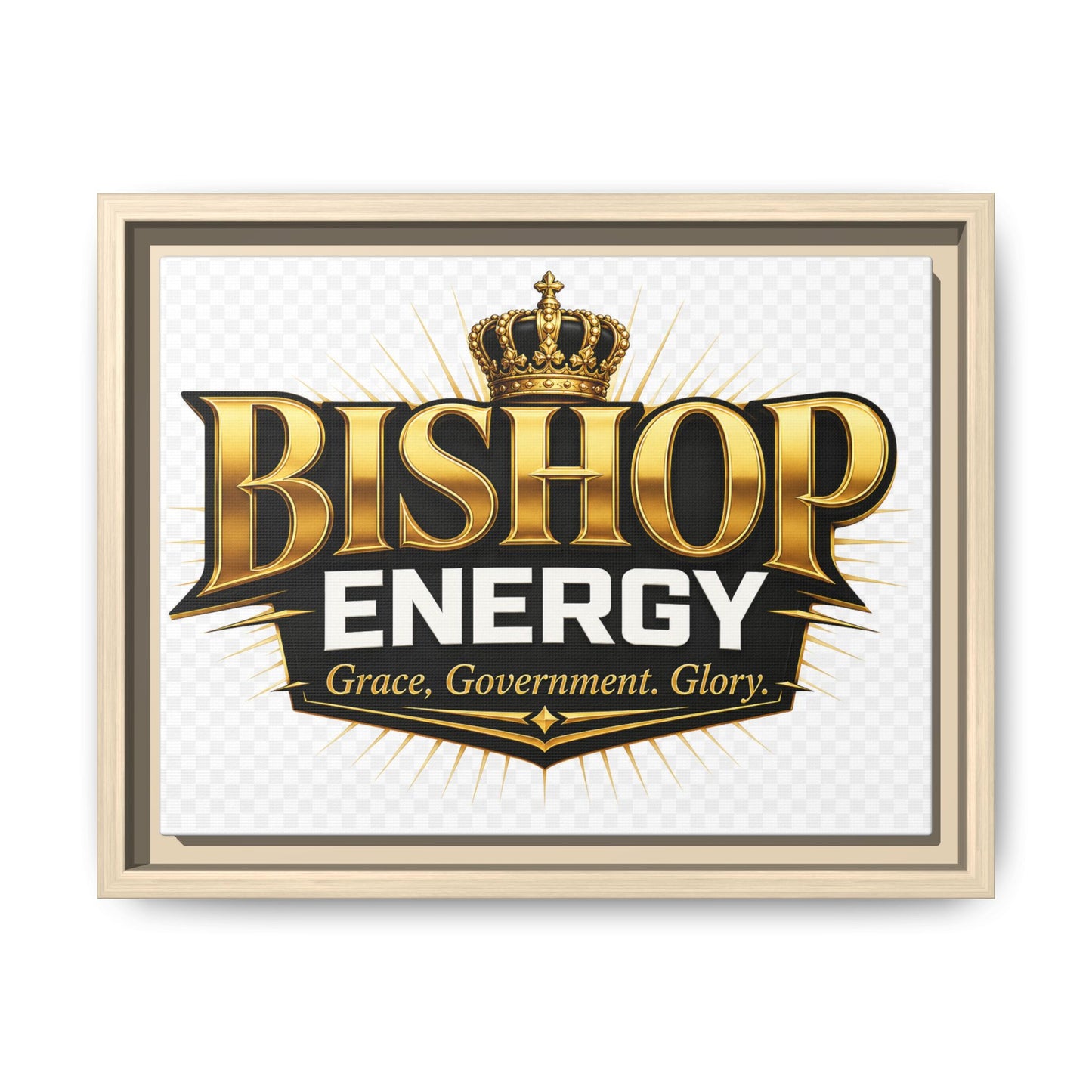 Framed Canvas Art - "Bishop Energy" Gold Crown Logo (Matte)