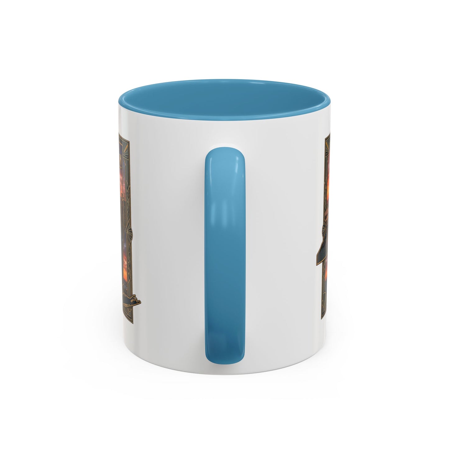 New York Skyline Accent Coffee Mug — Empire State Sunset Scene (11/15oz)