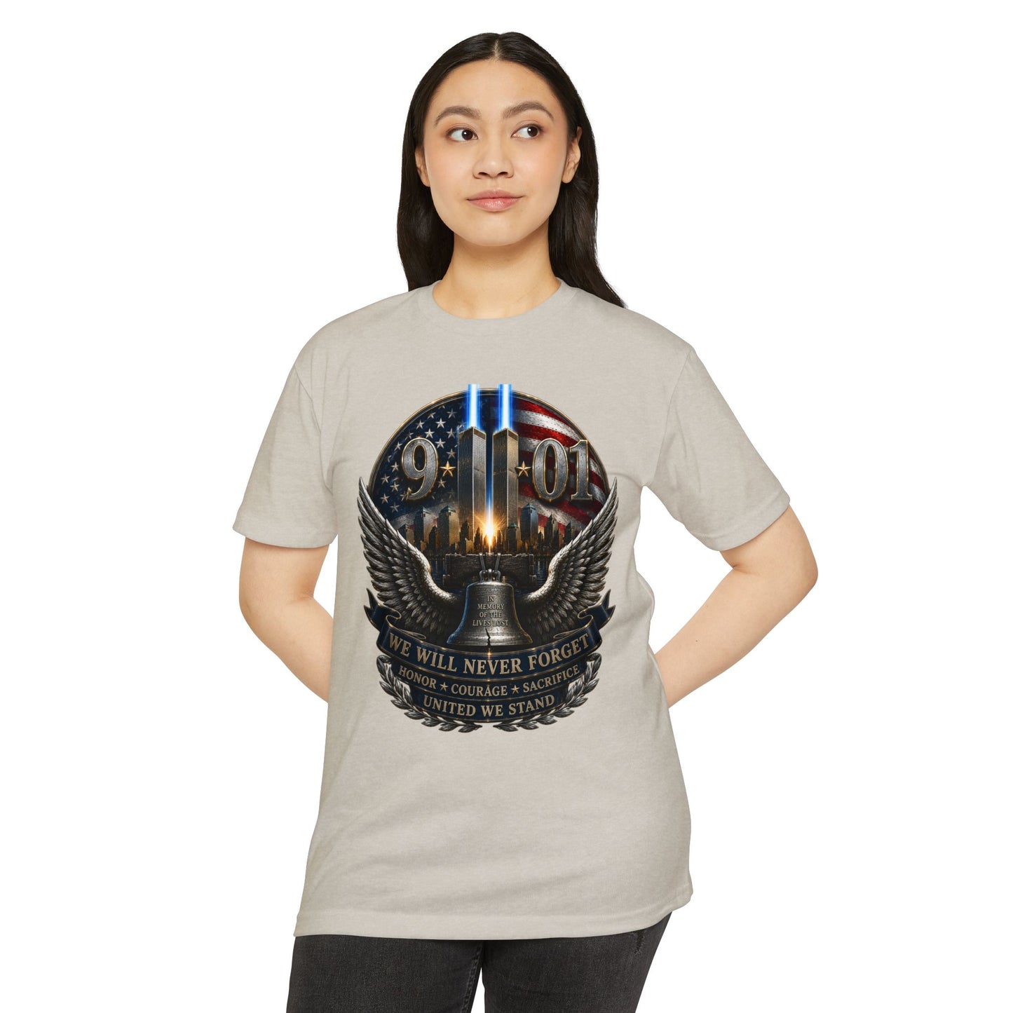 9/11 Never Forget Memorial T-Shirt — Twin Towers Tribute Tee