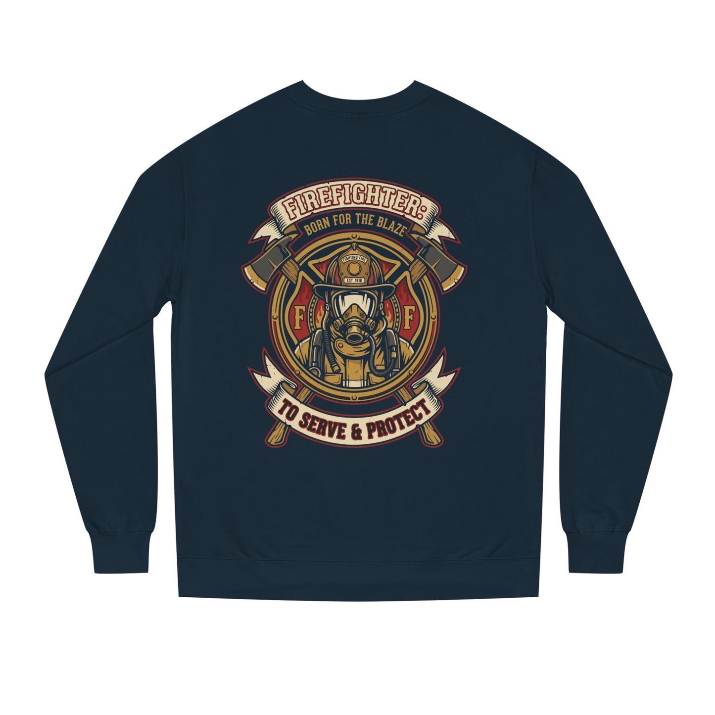 Firefighter Crest Crewneck Sweatshirt — 'To Serve & Protect' Tribute