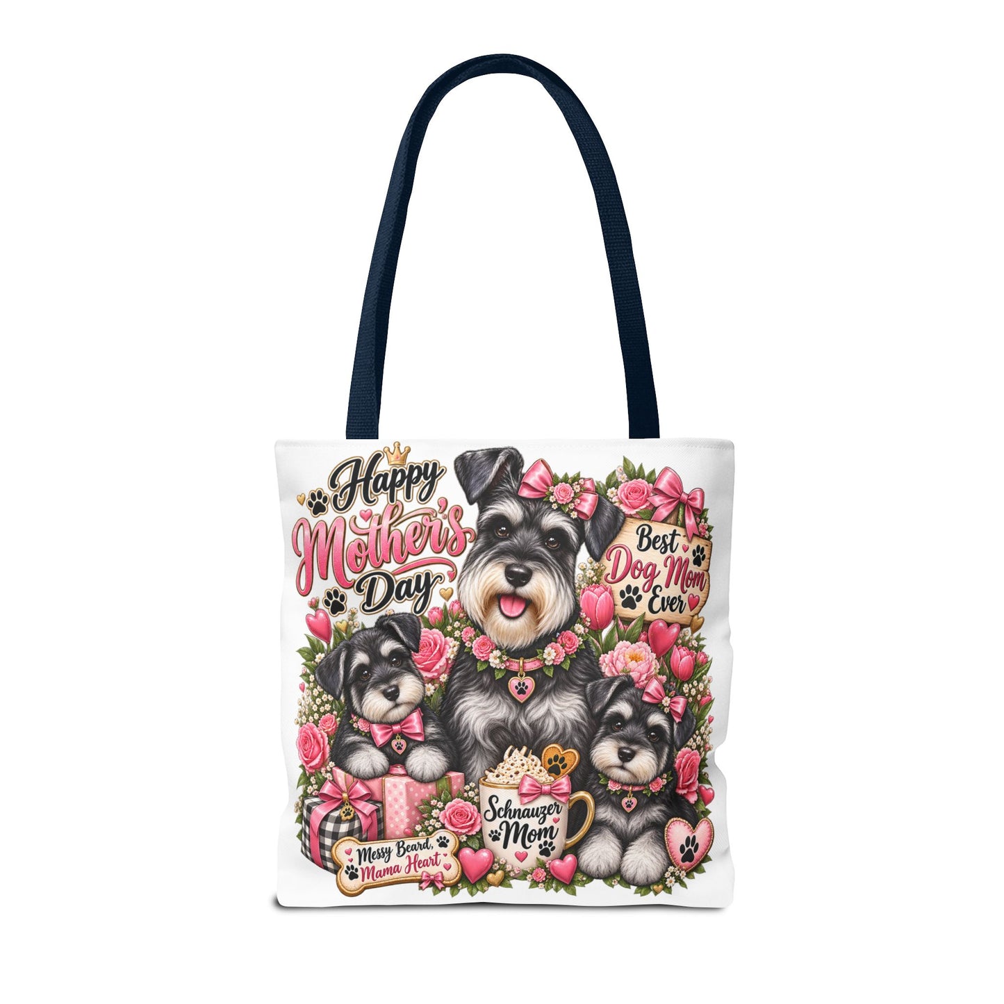 Happy Mother's Day Schnauzer Tote Bag — Best Dog Mom Ever Floral Gift