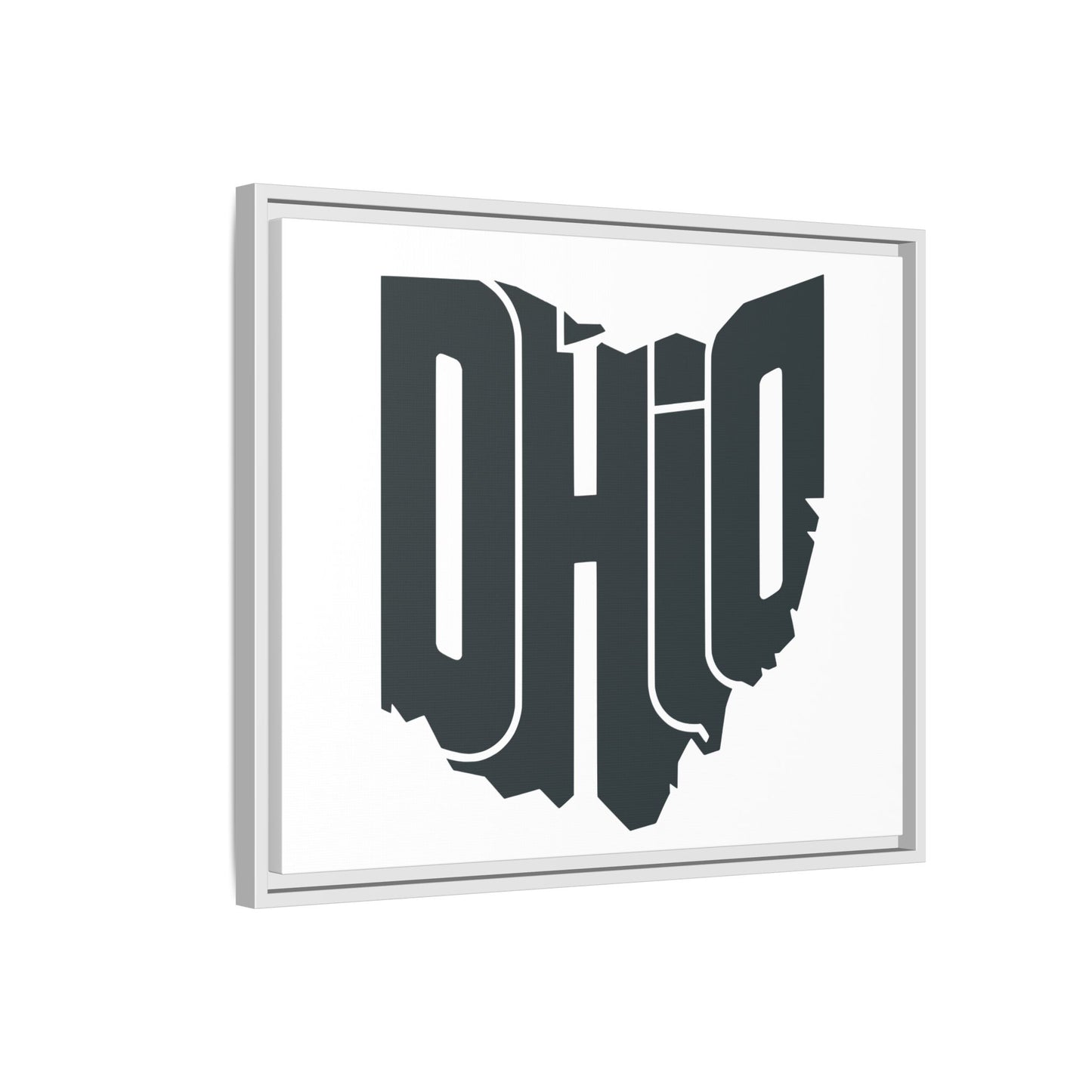 Ohio State Shape Matte Canvas Wall Art — Framed Modern State Typography Print
