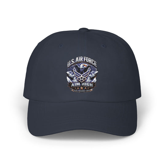 Air Force Dad Cap — 'Aim High' Embroidered Military Dad Hat