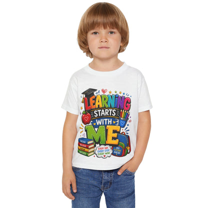 Toddler T-Shirt — "Learning Starts With Me" Colorful Back-to-School Tee