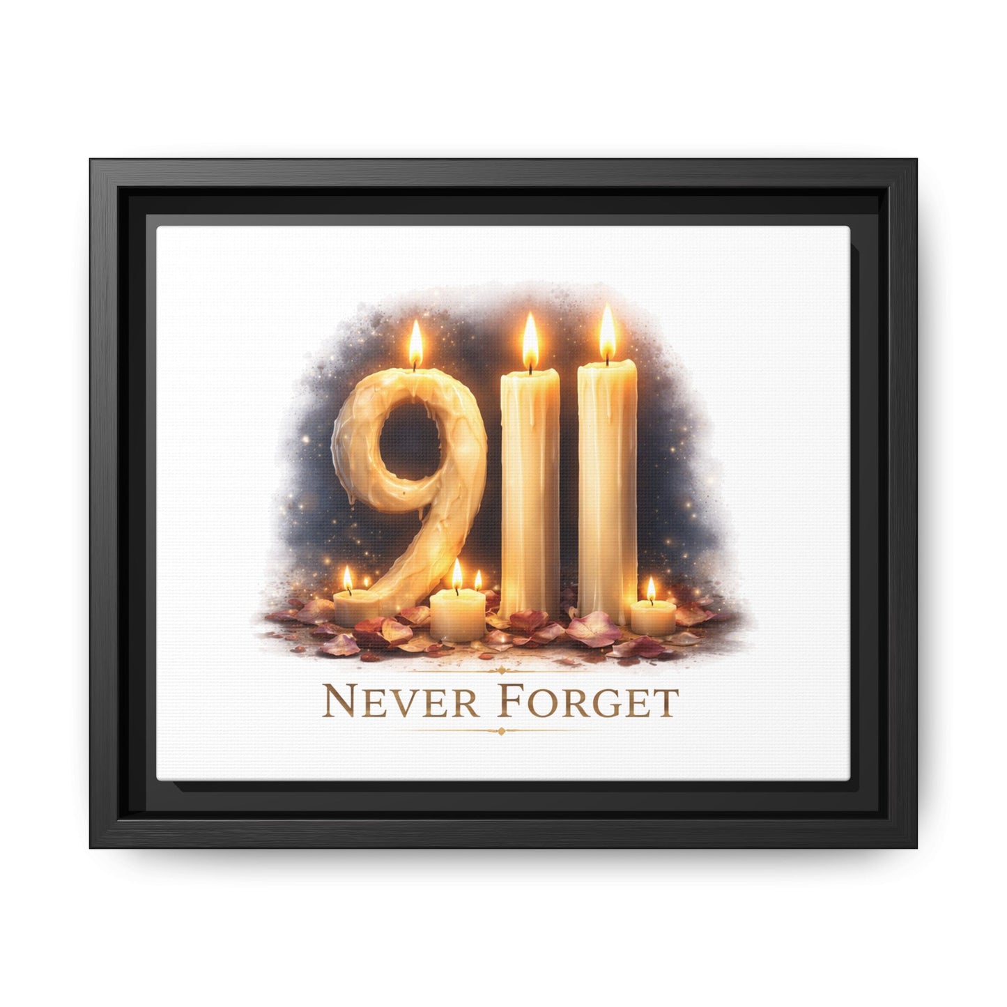 9/11 Never Forget Framed Canvas Print