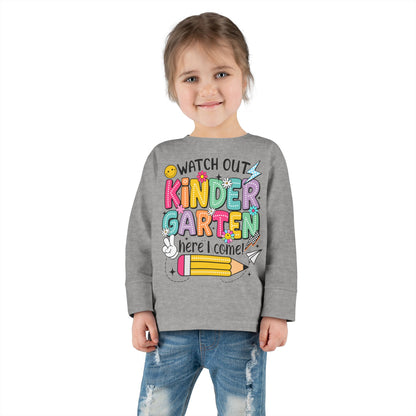 Kindergarten Here I Come Toddler Long Sleeve Tee