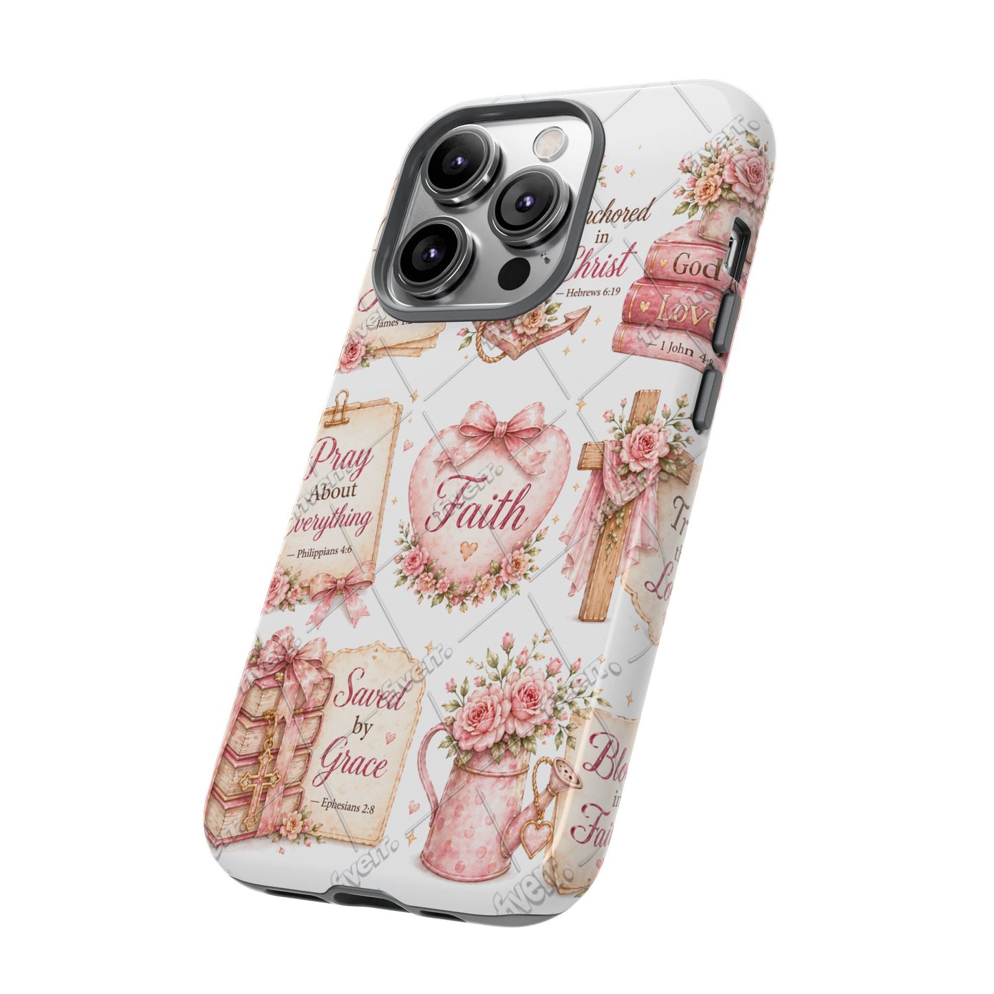 Faith Floral Phone Case – Christian Inspirational Scripture iPhone Cover (Choose Joy, Pray, Faith)
