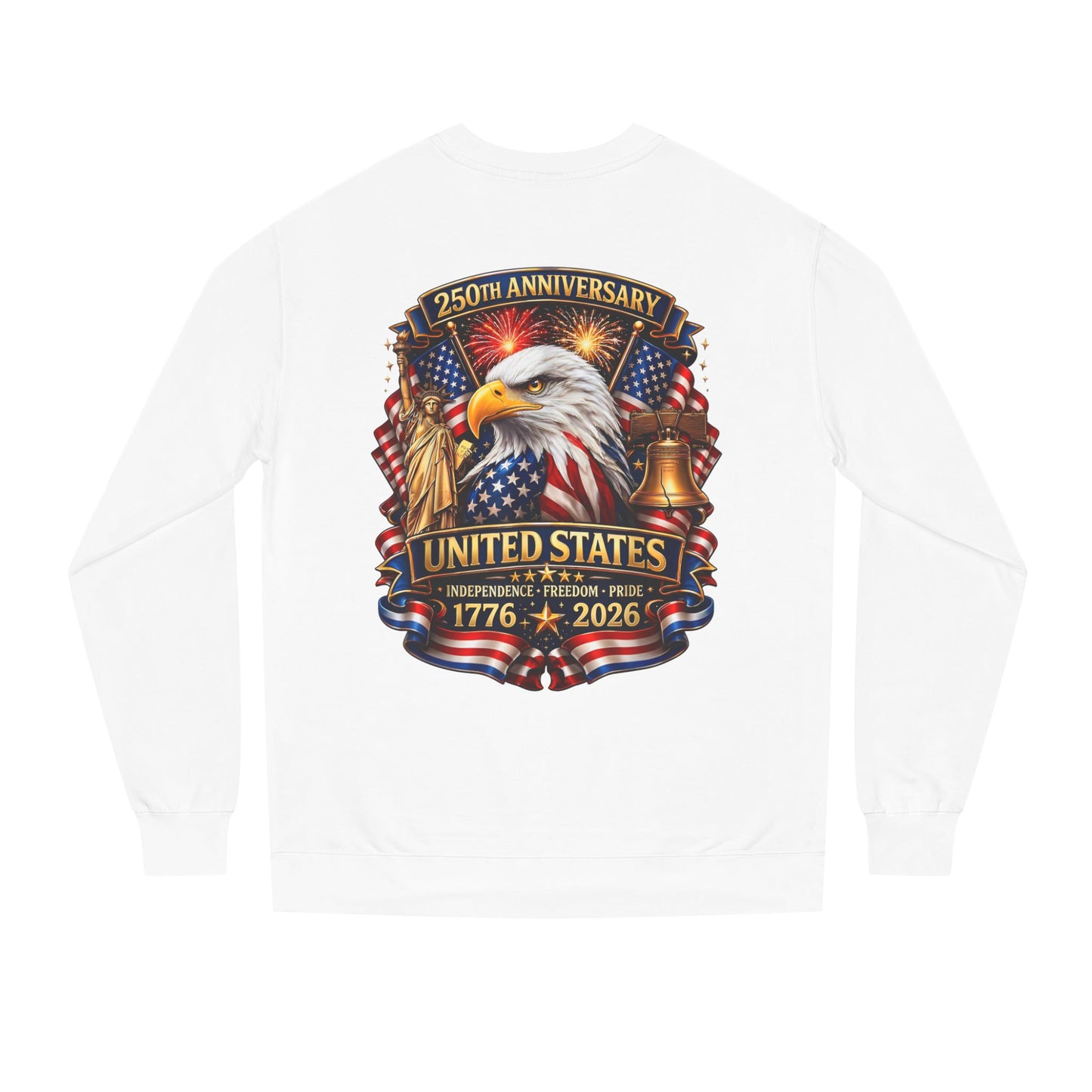 250th Anniversary United States Crewneck Sweatshirt — Eagle & American Flag 1776–2026