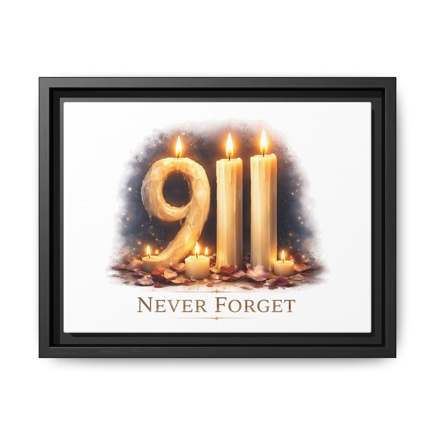 9/11 Never Forget Framed Canvas Print